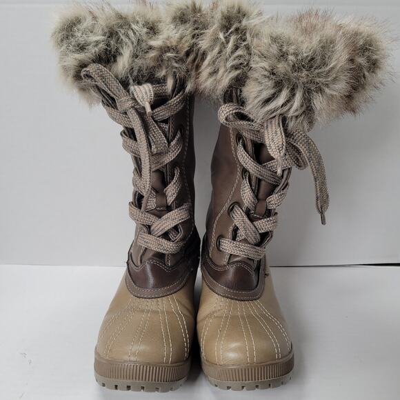 London Fog Melton 2 womens winter duck boots snow boots faux fur brown size 7 - Picture 7 of 14